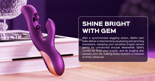 Vibrátor s králíčkem a masážními kuličkami GEM