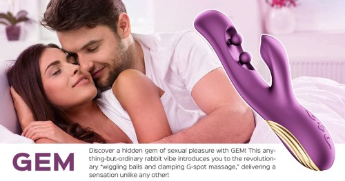 Vibrátor s králíčkem a masážními kuličkami GEM