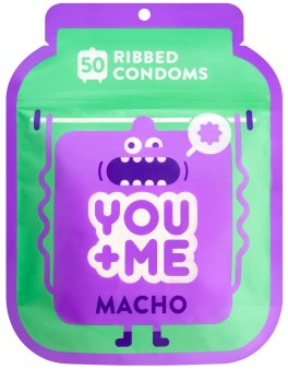 Vroubkované kondomy YOU+ME Macho, 50 ks – Akční a výhodné balíčky kondomů