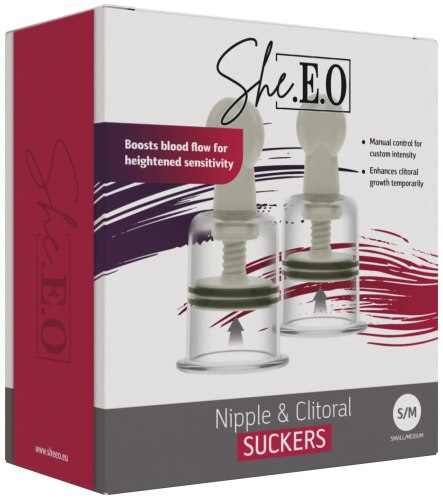 Sada vakuových pumpiček na bradavky She.E.O, S/M