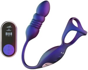 Kroužek na penis s přirážecím análním vibrátorem Deep Impact – Vibrační kroužky