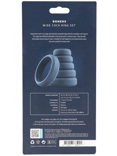 Sada širokých erekčních kroužků Boners, 6 ks
