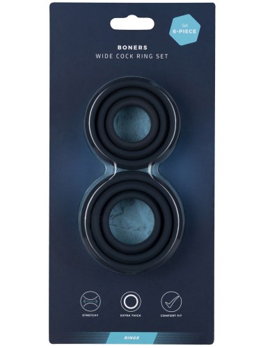 Sada širokých erekčních kroužků Boners, 6 ks