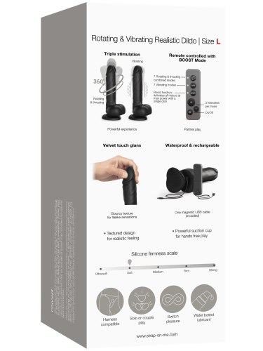 Rotační a přirážecí realistický vibrátor Strap-On-Me (L)