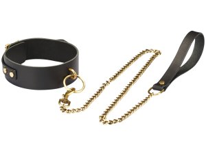 Kožený obojek s vodítkem Samurai – BDSM obojky