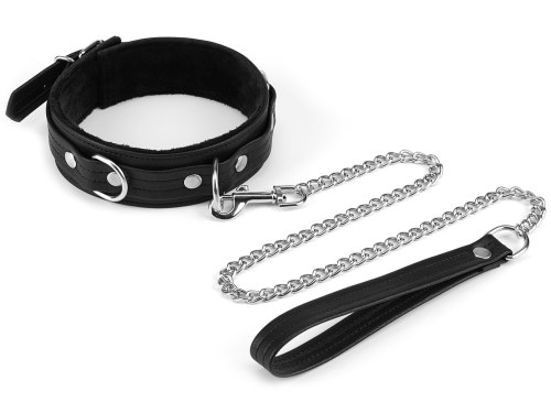 Obojek a vodítko z recyklované kůže Black Bond