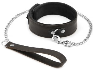 Kožený obojek s vodítkem Wild Gent – BDSM obojky