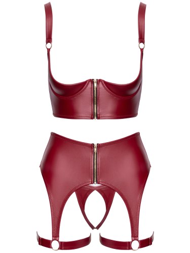 Set červeného wetlook prádla Cottelli