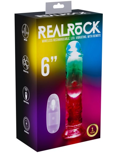 Svítící realistický vibrátor RealRock 6", 15 cm