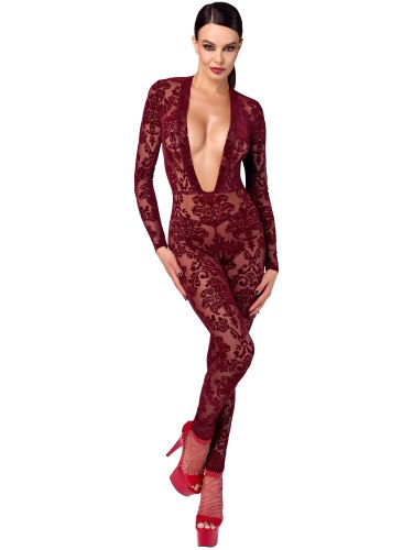 Catsuit se sametovým květinovým potiskem NOIR