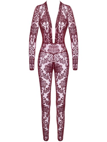 Catsuit se sametovým květinovým potiskem NOIR