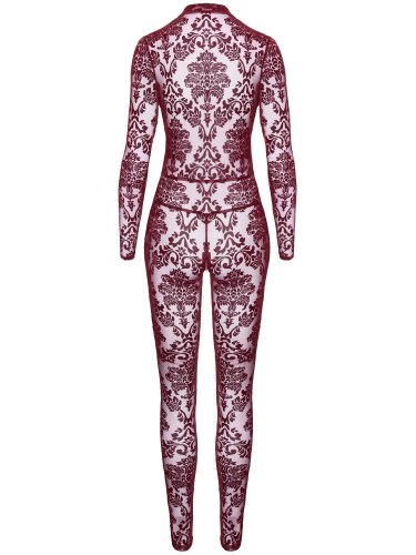 Catsuit se sametovým květinovým potiskem NOIR