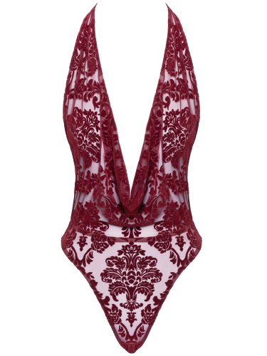 Body se sametovým květinovým potiskem NOIR