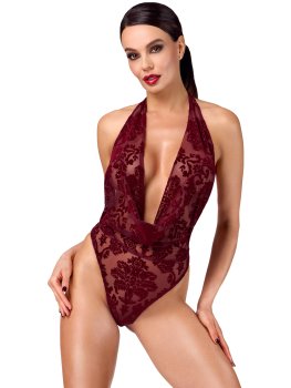 Body se sametovým květinovým potiskem NOIR – Sexy dámská body