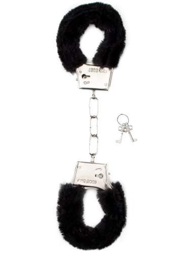 Pouta na ruce s plyšovým kožíškem, černá