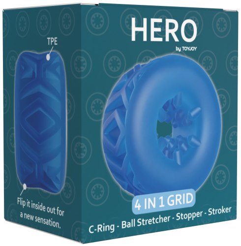 Multifunkční kroužek na penis Hero 4-in1 Grid
