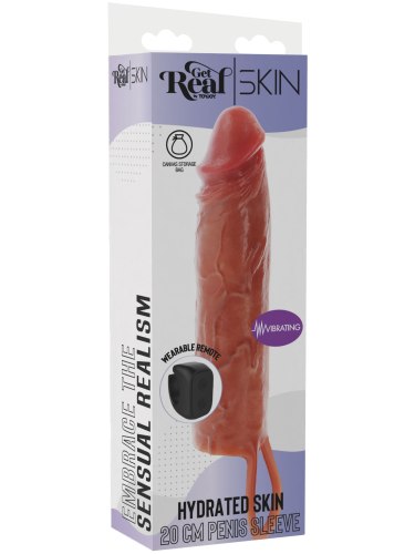 Vibrační zvětšovací návlek na penis Hydrated Skin 20 cm