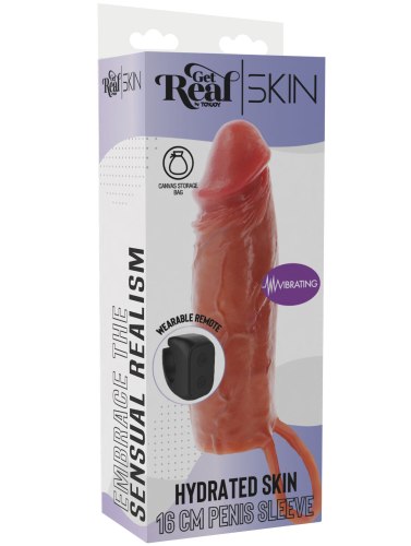 Vibrační zvětšovací návlek na penis Hydrated Skin 16 cm