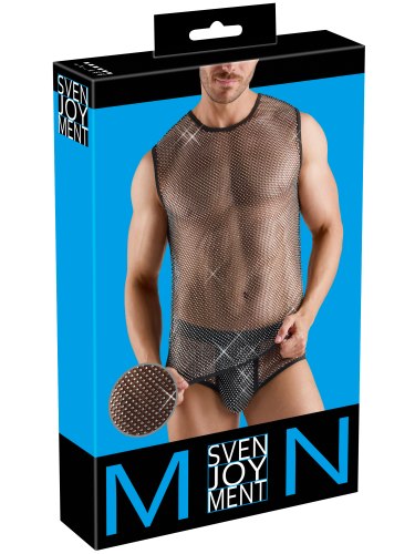 Síťované pánské tílko s lesklými kamínky Svenjoyment