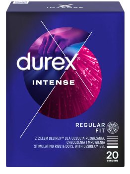 Kondomy s vroubky a stimulačním gelem Durex Intense, 20 ks – Kondomy s vroubky a výstupky