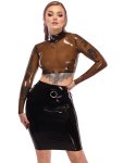 Latexový crop top s dlouhými rukávy LATE X