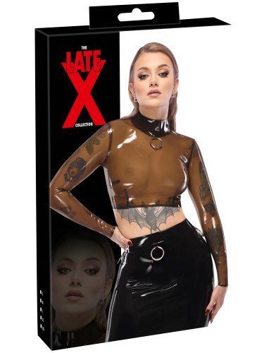 Latexový crop top s dlouhými rukávy LATE X