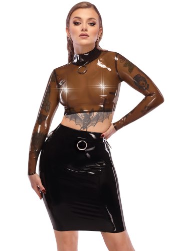 Latexový crop top s dlouhými rukávy LATE X