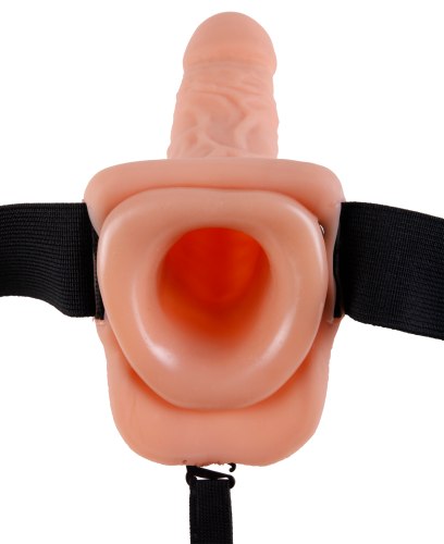 Dutý připínací penis Hollow Strap-On With Balls 7"