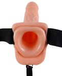 Dutý připínací penis Hollow Strap-On With Balls 7"