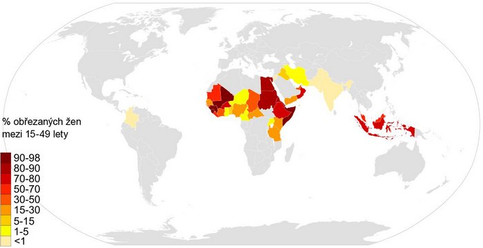 mapa míst ženské obřízky