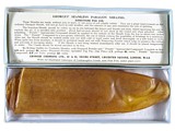 Kondom z tlusté gumové vrstvy, v krabičce s návodem, rok 1850.