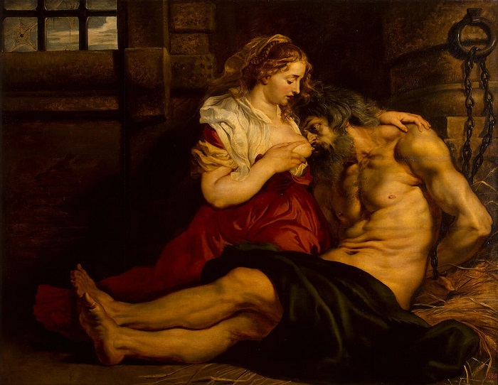 Dcera krmí svého otce mateřským mlékem - Rubens