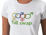 Logo swingers na tričku "full swap - výměna manželek"
